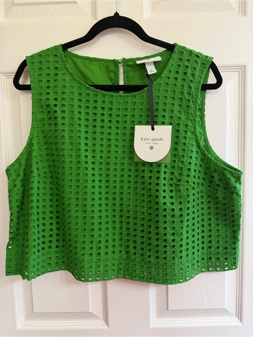 kate spade Bright Green Eyelet Crop Shell